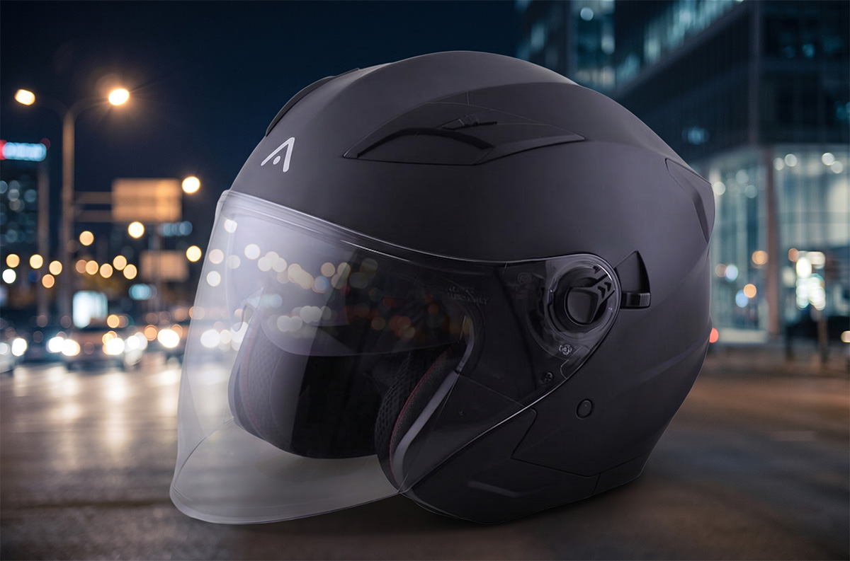 casco cosmo jet con visor solar